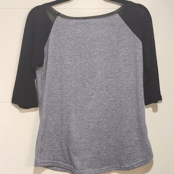 Owl Baseball Tee with sheer sleeves - Picture 2 of 2